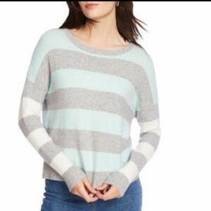 NWT Court & Rowe Gray Blue Striped Sweater